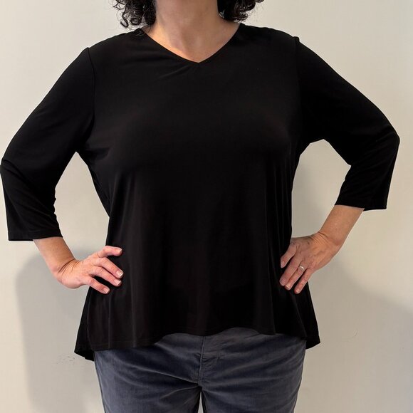 🎁 Holiday Special, 2/$40, 3/$48 🎁 black tunic, 3/4 sleeves, high-low hem, XL - Picture 6 of 7